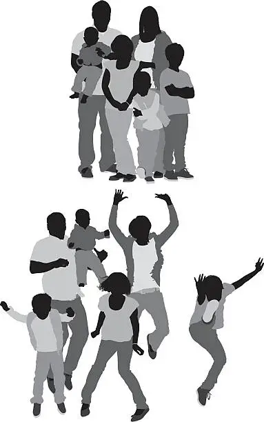 Vector illustration of Family in various action