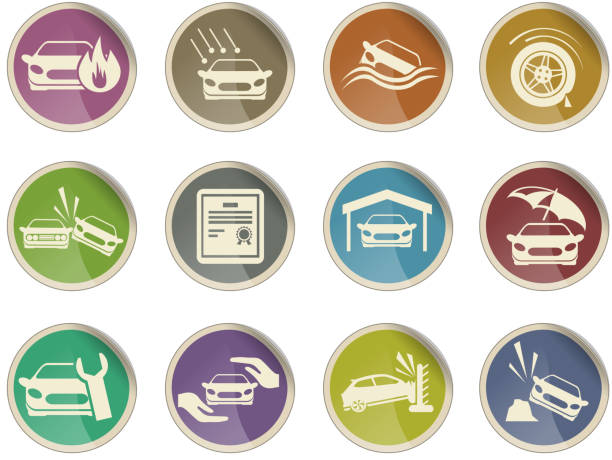 Car Insurance Icons Car Insurance Icon set. See also: car hailstorm stock illustrations