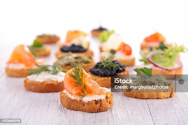 Assorted Canape Stock Photo - Download Image Now - Canape, Appetizer, New Year