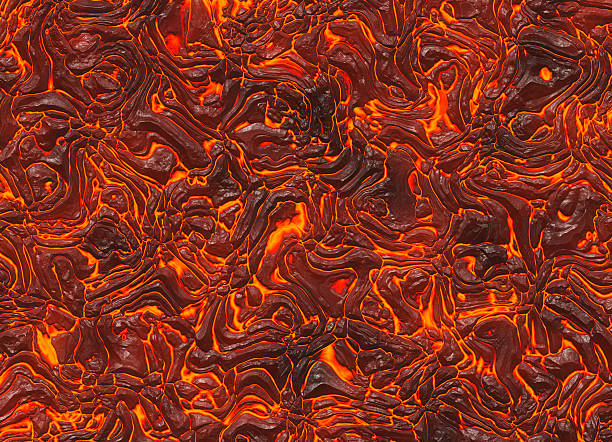 la texture de la lave rouge éruption du volcan - solidified photos et images de collection