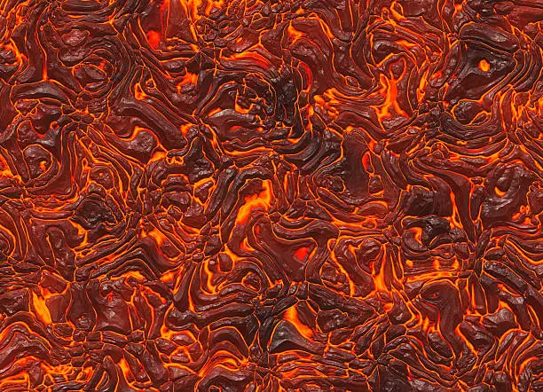 Photo of heat red lava texture of eruption volcano