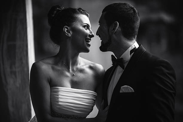 istock Beautiful wedding couple posing 492672398