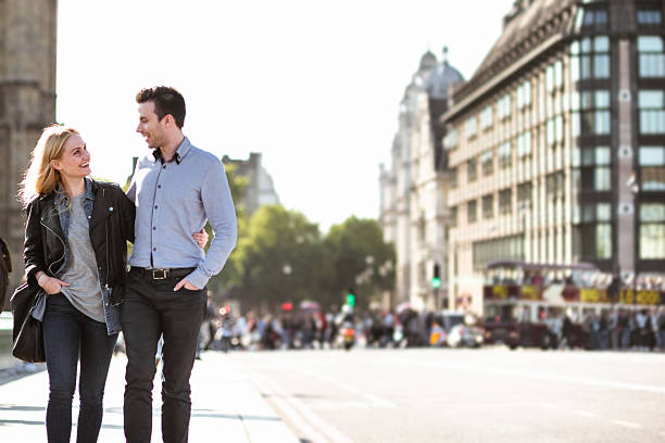 istock Couple walking togetherness in London 492674820