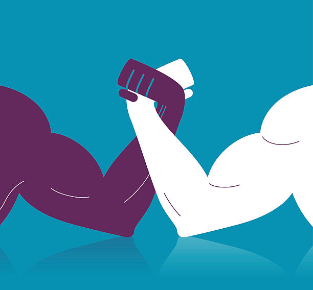 illustrazioni stock, clip art, cartoni animati e icone di tendenza di braccio di ferro - wrestling human muscle muscular build strength