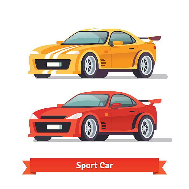 rennen sport auto. supercar einstellen - vintage toning stock-grafiken, -clipart, -cartoons und -symbole