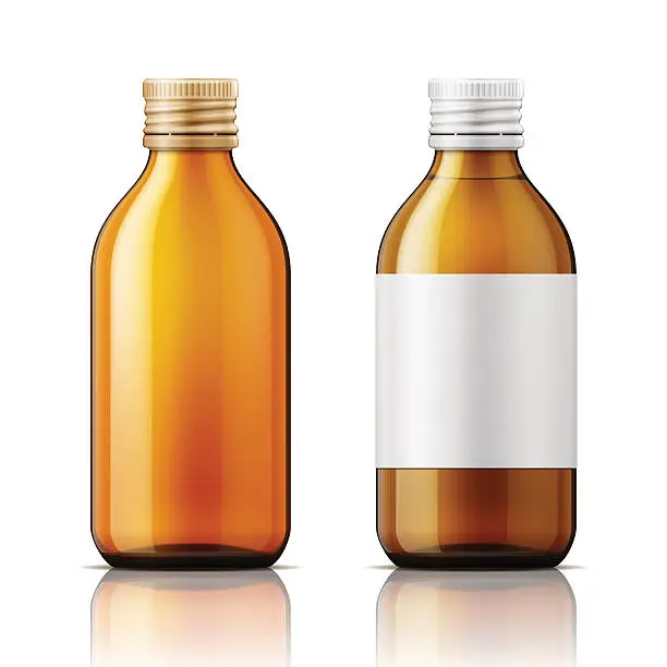 Vector illustration of White plastic bottle for pills