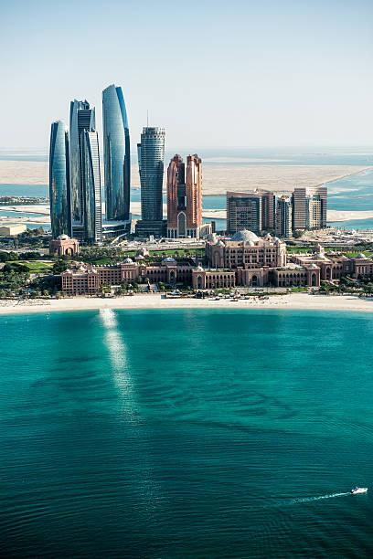 istock Sea and skyscrapers in Abu Dhabi 492677082
