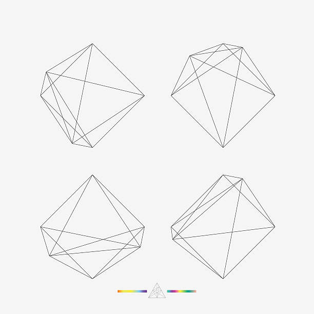 set of geometry line pattern vector art illustration