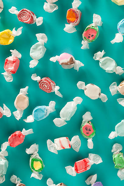 Assorted Saltwater Taffy on a Background