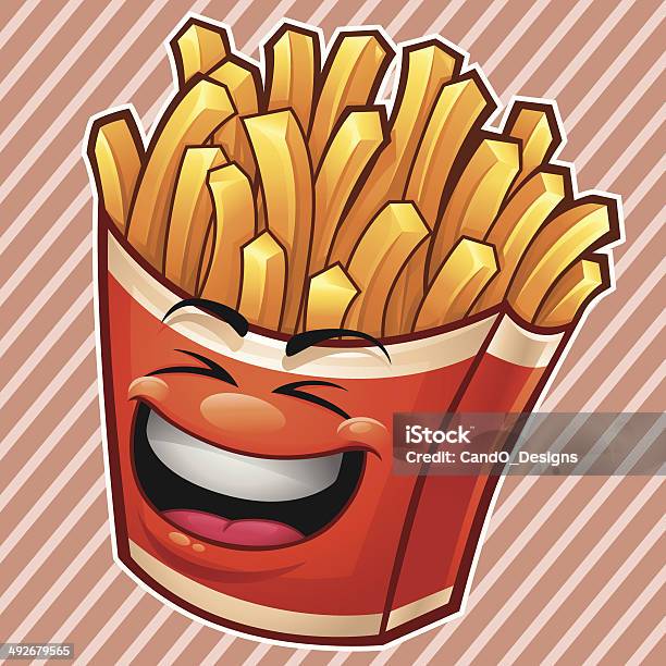 Vetores de Fritas Cartoon Rindo e mais imagens de Alimentação Não-saudável - Alimentação Não-saudável, Almoço, Antropomórfico