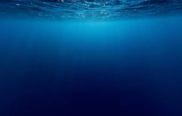 Underwater shot of sea surface with waves