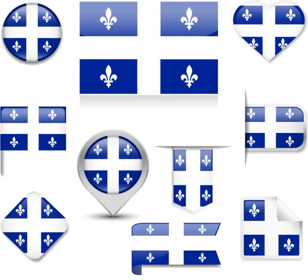 Vector illustration of Quebec Flag Collection