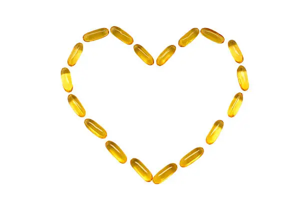 Omega 3 vitamin in a heart shape