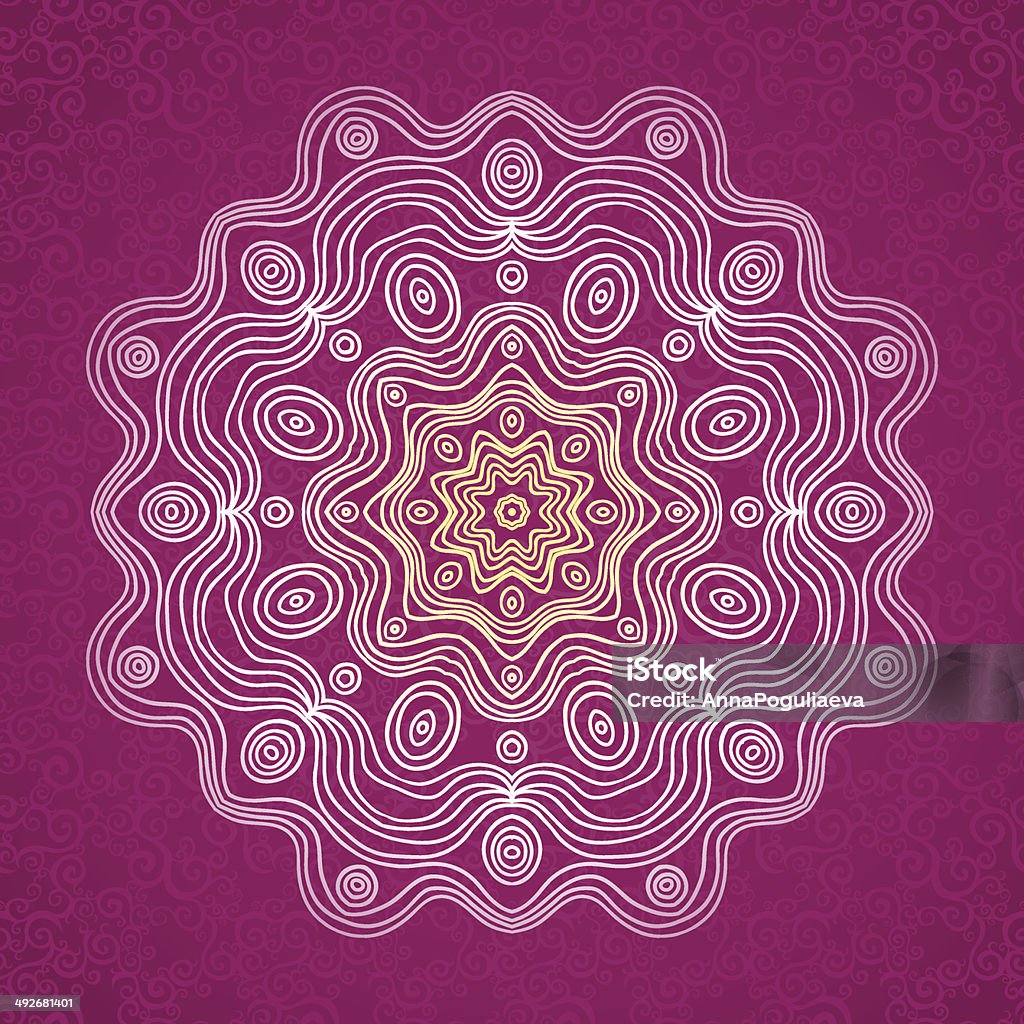 Abstract vector circle background. Abstract vector circle background. Lace pattern design. White ornament on purple scroll background. It can be used for decorating of wedding invitations, greeting cards, decoration for bags and clothes. Abstract stock vector