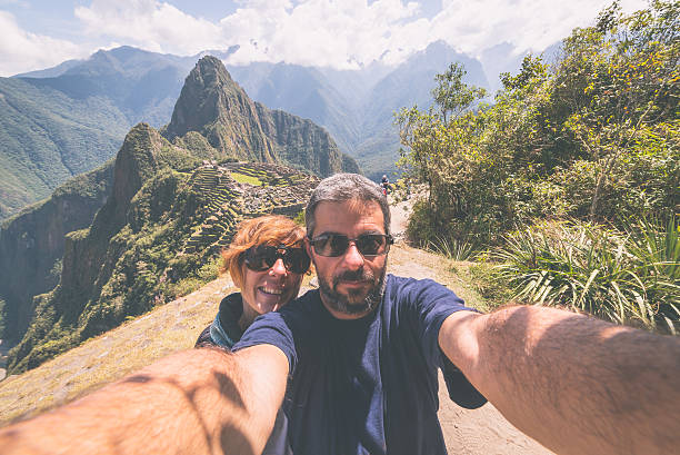 istock Selfie in Machu Picchu, Peru, toned image 492694054