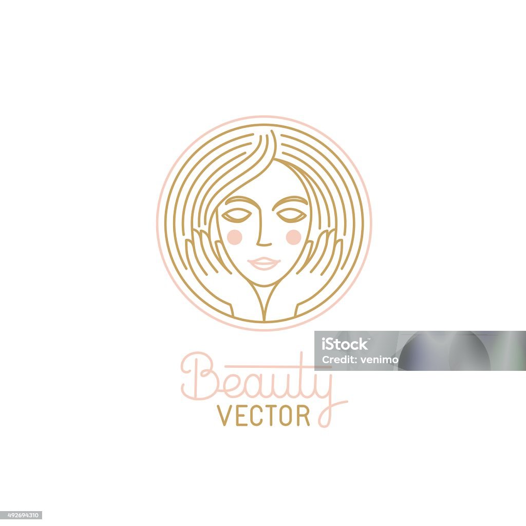 Vector logo design template Vector logo design template in trendy linear style with female face - abstract beauty symbol for hair salon or organic cosmetics 2015 stock vector