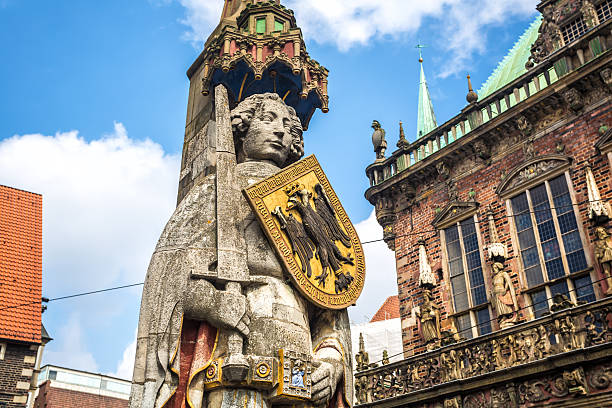 Statue of Roland is the town's landmark of Bremen and was built in 1404 by sculptors Claws Zeelleyher and Jacob Olde. It is located at market place in front of the old town hall.