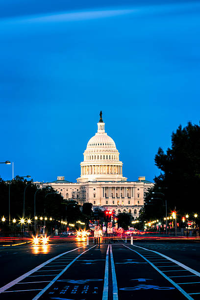 istock Car Trails in Capitol Hill, Washington DC 492694446