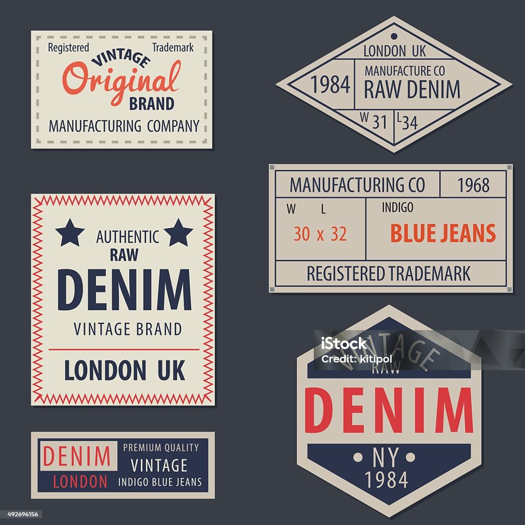 vintage  original blue jeans raw denim labels,genuine exclusive vintage  original blue jeans raw denim labels,genuine exclusive brands,vector illustration Label stock vector