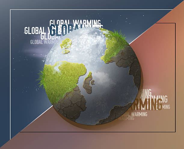 riscaldamento globale. terra prima e dopo. - judgement day earth space ozone layer foto e immagini stock