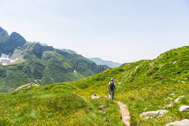 istock Hiking in the Alps on panoramic footpath 492696936
