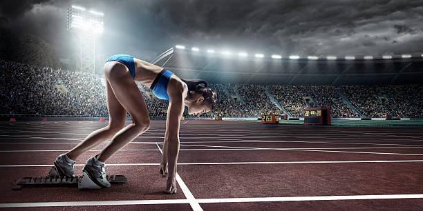 istock Female athlete prepares to run 492698112