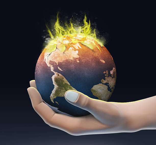 istock Planet earth burning in a human hands 492698776