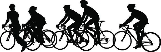 Vector illustration of Big groups of cyclists