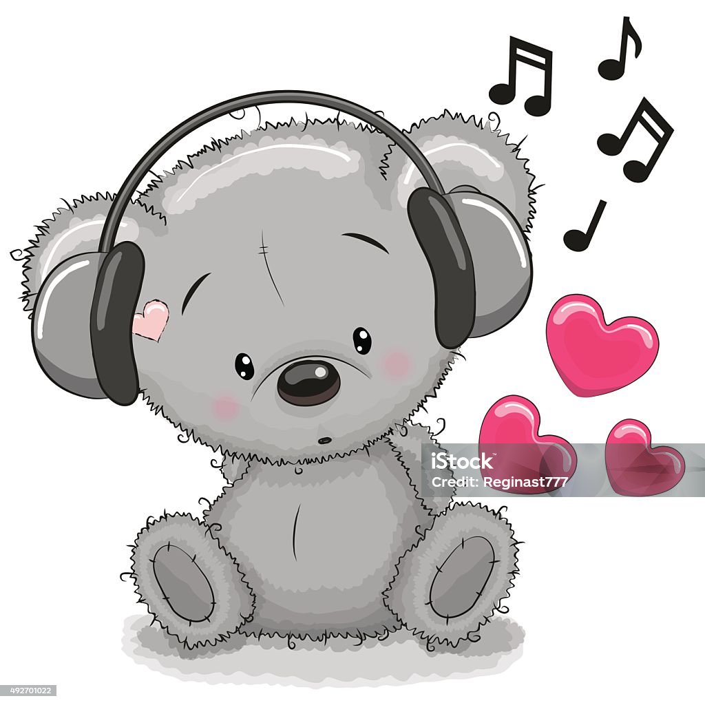 Bear with headphones Cute cartoon Teddy Bear with headphones 2015 stock vector