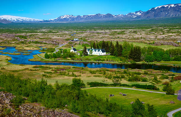 Landscape in the Thingvellir Park Landscape in the Thingvellir National Park in Iceland golden circle route photos stock pictures, royalty-free photos & images