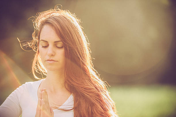 istock Young Woman Practicing Yoga Outdoors, Copy Space 492706886
