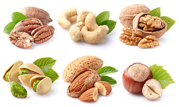 Nuts collage stock photo