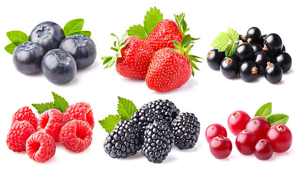 collage de berry - fruit strawberry blueberry berry fruit photos et images de collection