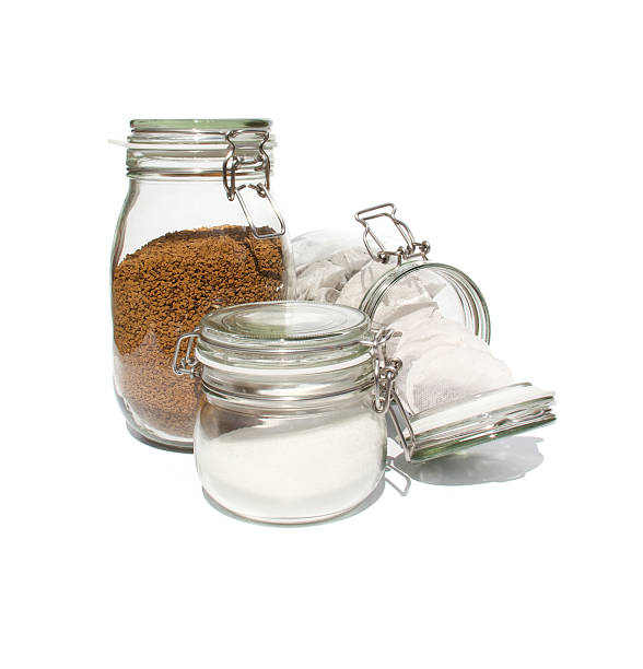istock Coffee, tea and sugar in glass preserve jars 492725617