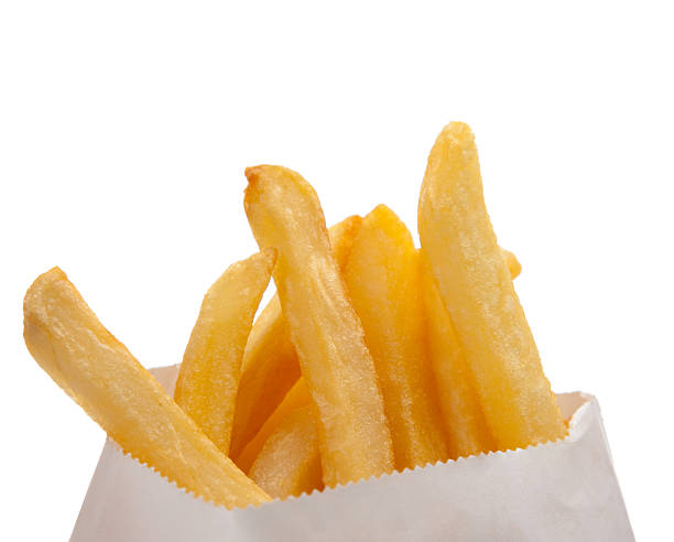istock Golden fries in a white bag 492725737