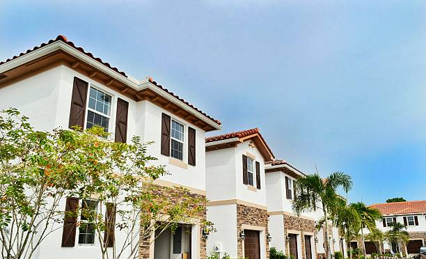 New construction townhomes Brand new townhouses in suburban West Palm Beach, Florida townhouse photos stock pictures, royalty-free photos & images