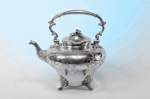 English silver teapot made around 1890.