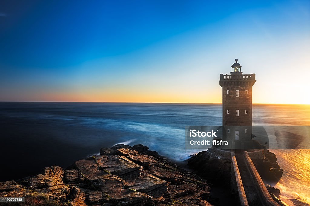 Kermorvan Lighthouse before sunset, Brittany, France Brest - Brittany Stock Photo