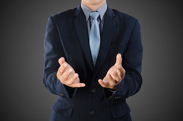 istock Business man pretend to holding something 492727638