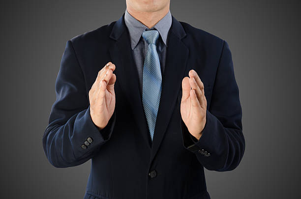 istock Business man pretend to holding something 492727770