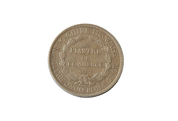 istock ancient silver coin, commercial Piastre , French Indochina, isolate  white background. 492728732
