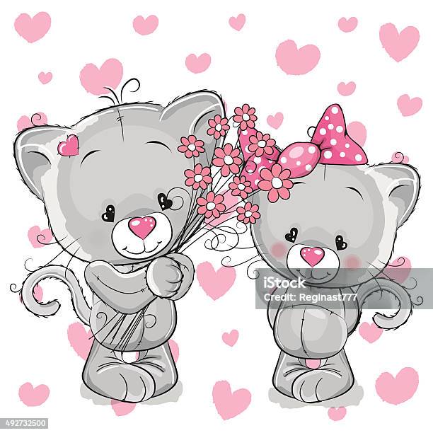 Two Kittens Stock Illustration - Download Image Now - 2015, Animal, Animal Themes