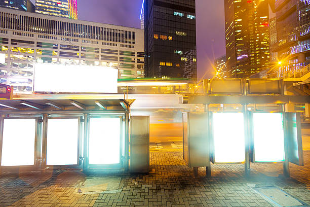 istock Blank billboard in city at night 492733037