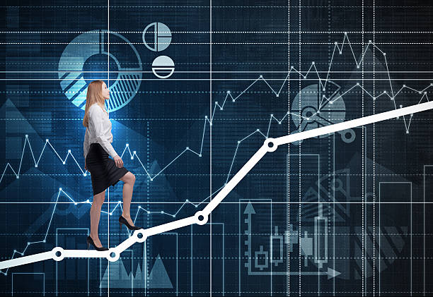 istock business lady is going up the graph 492737508