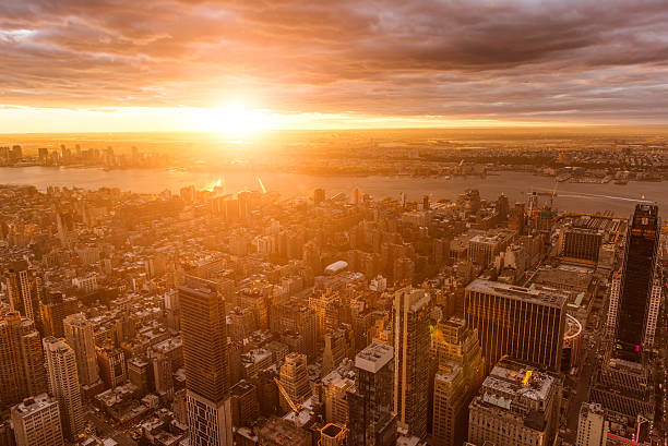 istock Golden sunset of NYC 492738482