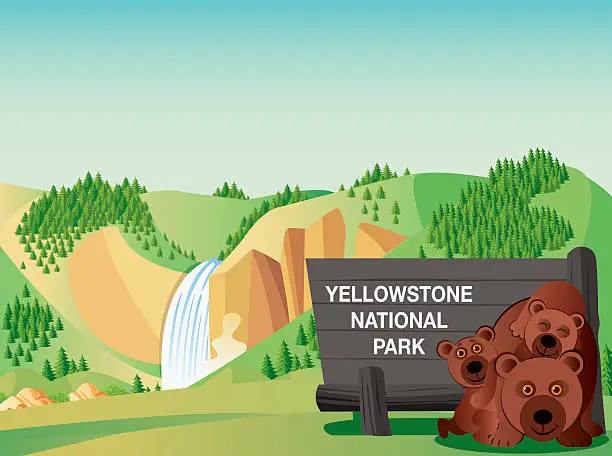 Vector illustration of Yellowstone National Park