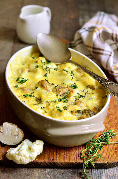 istock Baked cauliflower with mushrooms. 492739570