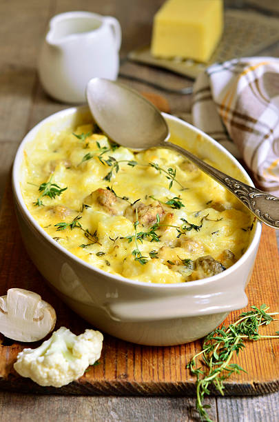 istock Baked cauliflower with mushrooms. 492739660