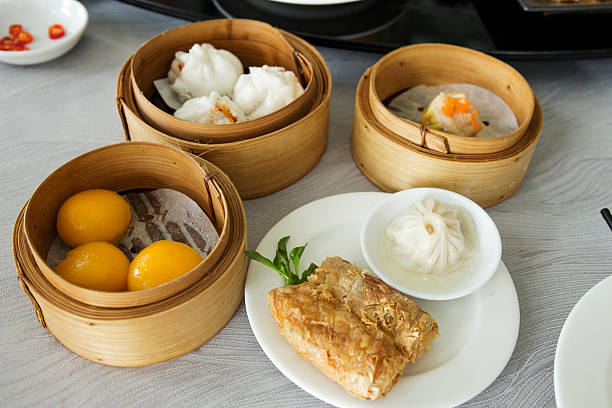 istock Group of stream Dim Sum chinese food 492740132
