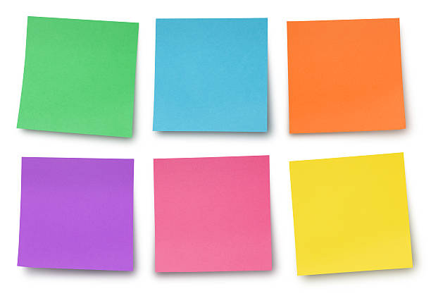 Adhesives Notes Collection of six colorful adhesives notes isolated on white (excluding the shadow) sticky photos stock pictures, royalty-free photos & images